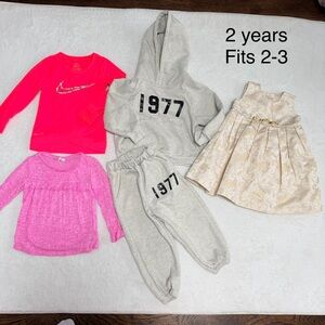 Bundle5 pieces lot long sleeve jogger set dress  for 2-3 years old girl